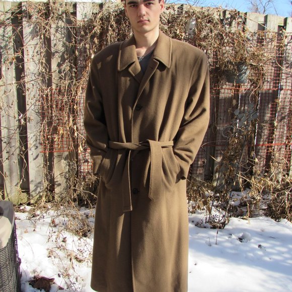 Cashmere Blend Men's Vintage Coat, Tessuto Italian - Picture 2 of 14